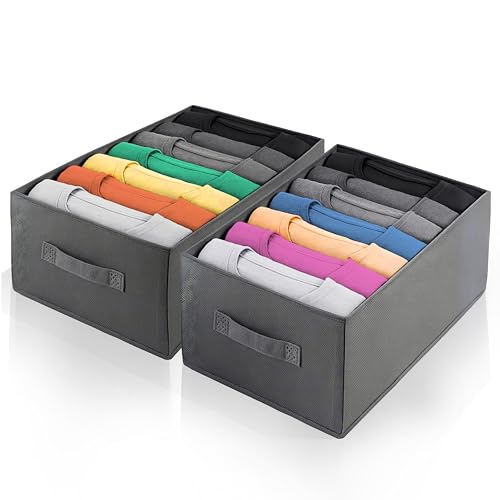 2 Pezzi Organizer Armadio Salvaspazio – Cassettiera Pieghevole con 7 Scomparti, Contenitori per Armadio, Organizzatore per T-Shirts, Jeans, Pantaloni e Camicie – Pratico e Resistente, 25 x 36 x 20 cm
