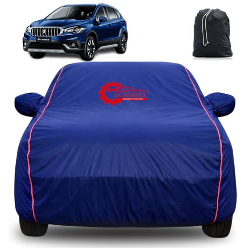 Image of 100% Waterproof Car Cover for Maruti S-Cross 2020-2026 | All-Weather, Dustproof & UV Protection | Heavy-Duty 3-Layer Fabric | Custom Fit with Mirror & Antenna Pocket | Navy Blue