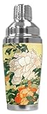 Mugzie 'Hokusai: Peonies & Butterfly' Cocktail Shaker with Insulated Wetsuit Cover, 16 oz, Black