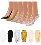 IYOU Klassisch Rosa Spitze Socken Dünn Atmungsaktiv No Show Socken Sommer Außenbereich Ultra Nied...