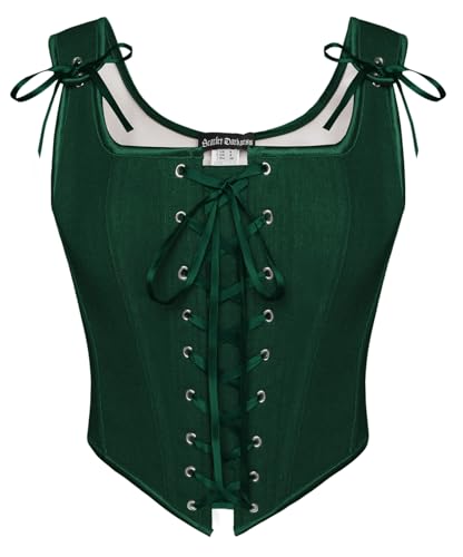 Image of SCARLET DARKNESS Women's Renaissance Corset Tops Vintage Lace Up Overbust Bustier Bodice