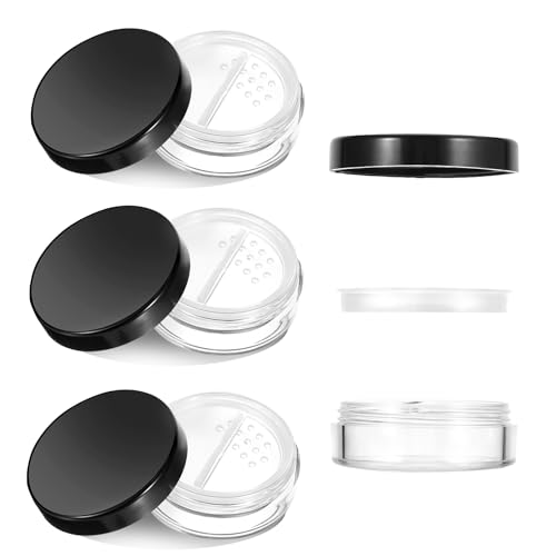 HaiFafafaing 4 Stück Puderdose Leer für Loses 10g Puder Leere Puderdose Lose mit Sieb Wiederverwendbare Auslaufsicher Leerer Puderquaste Behälter Transparente Döschen Reise Probenbehälter