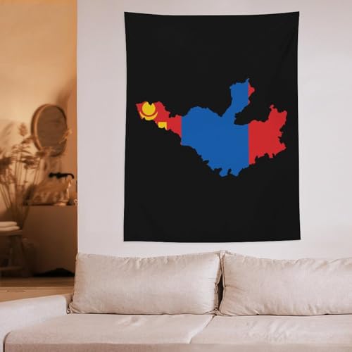 Tapiz de Mongolia vertical para decorar tu dormitorio con un mapa original 6
