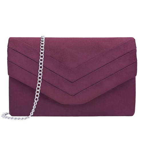Milisente Evening Bag for Women, Suede Envelope Evening Purses Crossbody Shoulder Clutch Bag