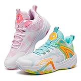BALCUREY Basketball Shoes for Women and Men, Comfortable Non Slip Sports Outdoor Casual High Top Fashion Sneakers PinkGreen Size 7.5 Multicolor