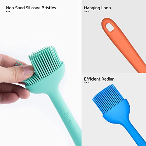 Image of Angled Silicone Pastry Brush: U-Taste 600ºF Heat Resistant Kitchen Basting Cooking Baking Food Rubber Head-Up Baster Brush for Oil Sauce BBQ Butter Grill Meat Egg Bread (2 Small + 1 Large)