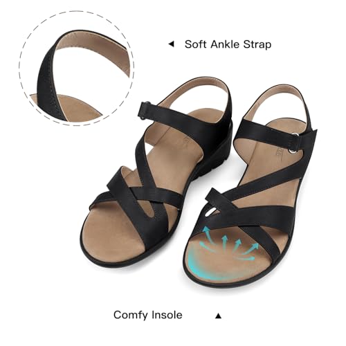 SHIBEVER Wedge Sandals for Women Dressy: Womens Sandals Comfortable - Summer Open Toe Casual Walking Low Wedges3