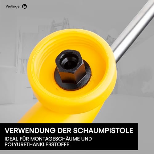 VERLINGER Schaumpistole für Bauschaum Klebstoffe, Präzise Dosier-Pistole, Bauschaumpistole Pistolenschaum PU schaum, Weiß Stahl Eco, DIY Projekte