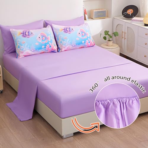Image of 5 Pieces Twin Comforter Set for Girls, Mermaid Twin Bedding Set, Ultra Soft and Fluffy, Ocean Fish Tail Bed in a Bag for Kids Teens