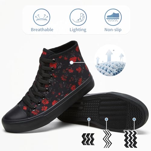 Image of Uoidru High Top Sneakers for Women Canvas Shoes White Canvas High Tops Women Casual Shoes Lace Up Fashion Sneakers