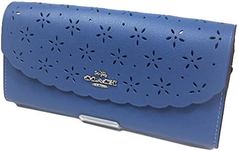 Amazon コーチ Coach 長財布 財布 F スリム エンベロープ ウォレット メタリック テクスチャードレザー レディース スカイブルー Svoea 花柄 アウトレット品 並行輸入品 財布