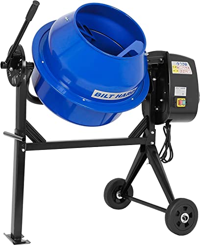 BILT HARD Electric Cement Mixer, 4 Cubic Ft. 550W Portable Concrete Mixer Machine, Wheelbarrow Cement Mixing Tools for Stucco
