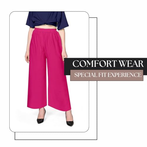 Image of Pranjal Women's Premium Regular Fit Rayon Palazzo - Free Size, Fits Up to 2XL, Stylish & Comfortable (Plazo P)