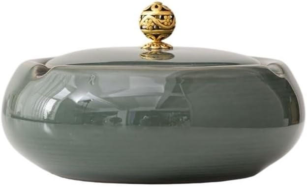 Ashtray Creative Ashtray For Home Office Personalized Ceramic Living Room Chinese Style Light Luxury Covered Ashtray Ashtrays For Smokers Indoor(A)