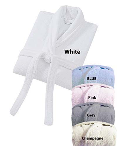 Espalma Opulence Zero Twist Cotton Unisex Terry Robe, Shawl Collar, Soft And Cozy, One Size Fits Most, Blue #TOP2