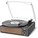Trynnay Plattenspieler mit Lautsprecher Vinyl Schallplattenspieler Wireless LP Phonograph mit Eingebauten Stereo-Lautsprechern 3-Gang-Riemenantrieb Plattenspieler mit Lautsprechern Vintage-Kohle