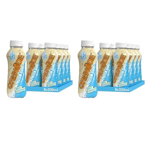 Image of Grenade White Chocolate High Protein Shake, 8 x 330 ml - Ready to Drink Milk Protein Shakes with Over 24 g Protein per Bottle (Pack of 2)