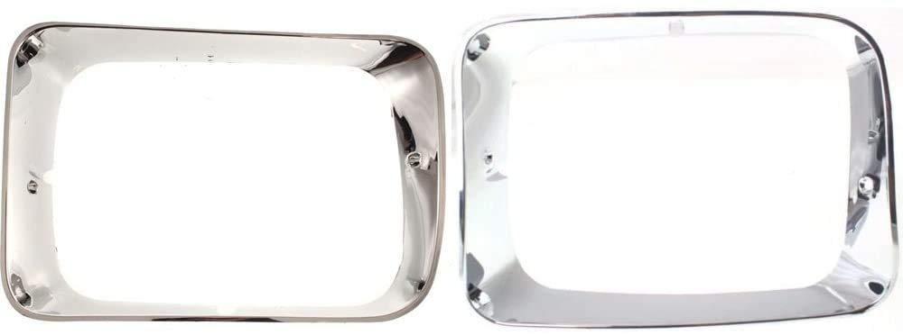 I-Match Auto Parts Driver and Passenger Side Headlamp Door Bezel Replacement For 92-93 Dodge Fullsize Pickup and Ramcharger CH2512118 CH2513118 55054645 55054644 Chrome Set of 2