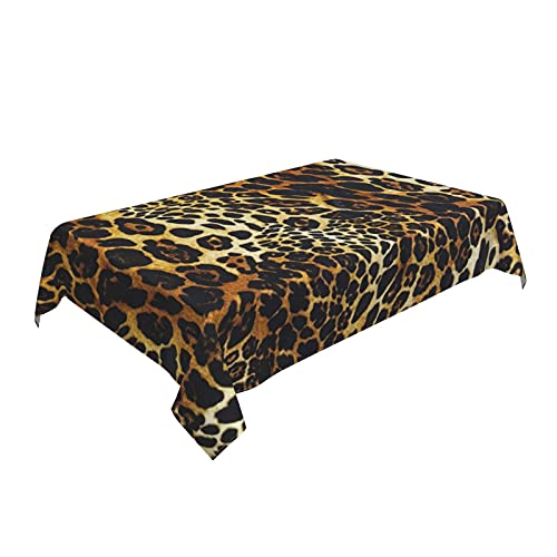 Blublu Rectangle 4-6 Seats Table Cloth, Oil-Proof Spill-Proof Decorative Microfiber Table Cover For Kitchen Dining, Party, Holiday, Christmas, Buffet Leopard Print #TOP1