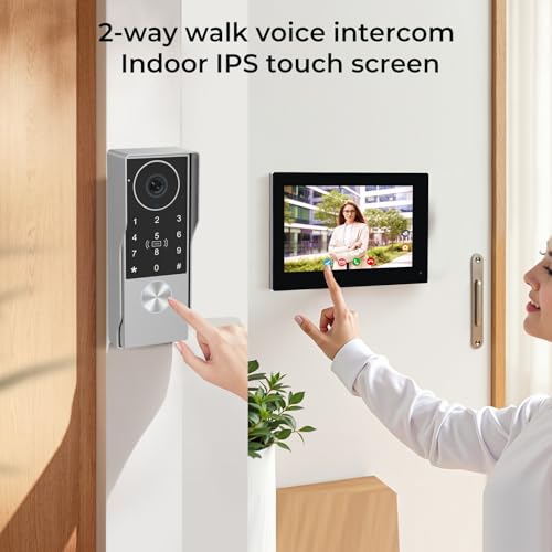 2-Wired Doorbell Camera with Monitor, Video Doorbell Intercom System with keypad,keypad video intercom with 1080P 7-inch Touch Screen, Tuya App Remote, Password Unlock, Waterproof, No Subscription thumbnail 3