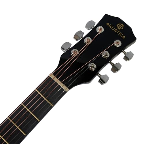 AKUSTICA VC-1E1-MS Violão Eletroacústico Cutaway, Cordas de Aço, com Tensor (Preto)