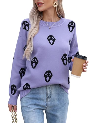 Image of Womens Cute Heart Sweater Crew Neck Long Sleeve Pullover Valentines Sweater