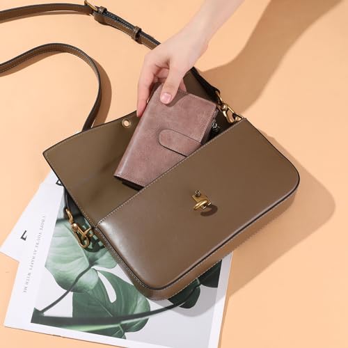 Image of GOIACII Womens Wallets RFID Blocking Leather Trifold Clutch Wallet Credit Card Holder Ladies Purse 3 ID Windows Pink