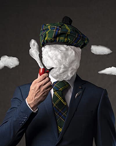 Image of Scottish Tam O' Shanter Hat Tartan Bonnet Pom Pom Wool Flat Cap One Size