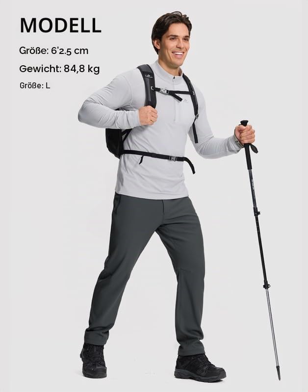 Pioneer Camp Wanderhose Herren Outdoor Trekkinghose 4-Wege Stretch Wasserabweisend Atmungsaktiv Schnell Trocknend Hose mit Reißverschluss für Klettern Bergsteigen