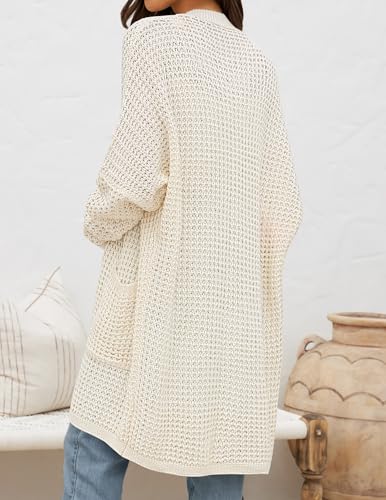 ZESICA Women's Fall 2025 Long Batwing Sleeve Open Front Chunky Knit Cardigan Sweater3