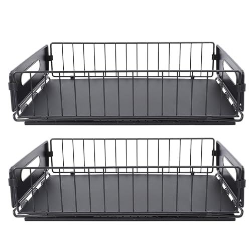 Phefop Organizador de Gabinete Extraíble, Solución de Almacenamiento de Metal, Estante de Especias Multifuncional para Uso en Cocina y Debajo del Fregadero (corto)