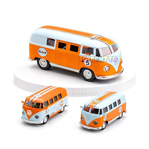 Image of 1:36 Scale Die-Cast VW T1 Model Van Toy Car, High Detail Vintage Simulation Pull-Back Bus with Openable Doors, Classic Retro Design Collectible Gift for Kids & Collectors, Multicolor