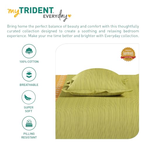 Image of Mytrident Bedsheet for Single Bed Cotton | 60 inch x 90 inch | Petal Pop Yellow | 120 TC Single Bedsheet with Pillow Cover| Soft and Breathable | Everyday Collection