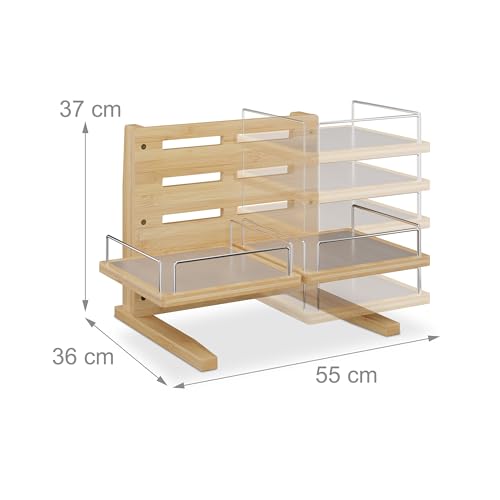 Relaxdays Futterstation Hund, höhenverstellbare Hundebar, HBT: 37x55x36 cm, Napfständer mit Silikonmatte, Bambus, Natur