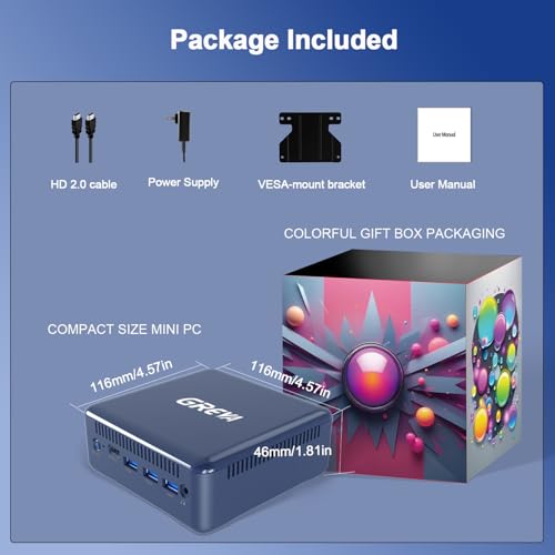 Image of GREVA Mini PC Intel 12th Alder Lake N100 (up to 3.4GHz) 16GB RAM 512GB M.2 SSD Mini PC Computer 4K UHD,2024 Mini Desktop PC Windows 11, 3 HDMI, Gigabit Ethernet, 5G WiFi 6 BT5 for Business Office Home
