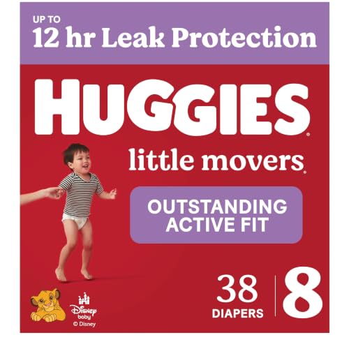 Image of Huggies Size 8 Diapers, Little Movers Baby Diapers, Size 8 (46+ lbs), 38 Count