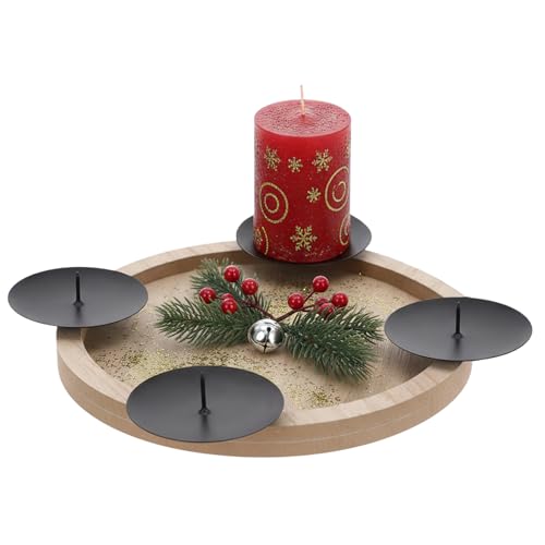 Holz Adventskranz klein zum selbst Dekorieren - 28 cm - Kerzenständer...