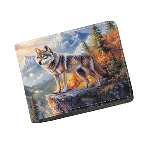Image of Coldinair Foreset Wolf Teen Boys Wallet for Kids 10-12 /8-12,Credit Card Holder Wallet Id Window Bifold Sports Wallet for Boys Men