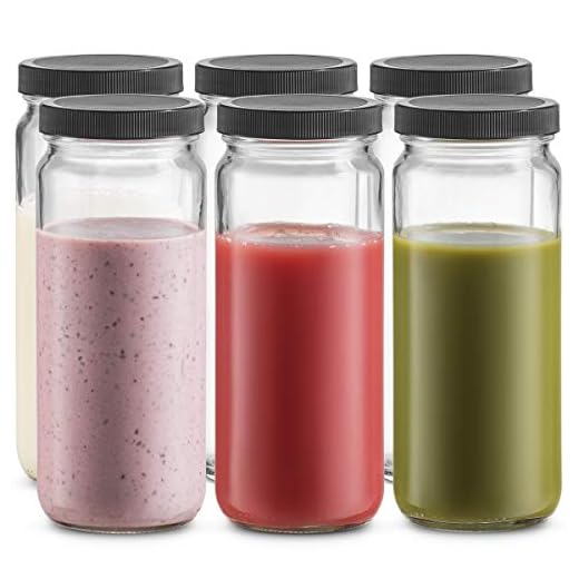 Travel Glass Drinking Bottle Mason Jar 16 Ounce [6-Pack] Plastic Airtight Lids, Reusable Glass Water Bottle for Juicing, Smoothies, Kombucha, Tea, Milk Bottles, Homemade Beverages Bottle,