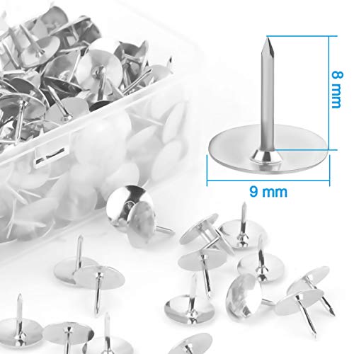 Yalis Thumb Tacks 500-Count, 3/8-Inch Steel Roundness Push Pins Office Tacks For Corkboard (Silver) #TOP1