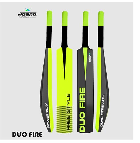 Image of Jaspo Fumes Premium Hard Plastic Tennis Cricket Full Size Bat (34 X 4.5 Inch) for All Age Groups (Slog Plus (Dual Color-Neon Black))