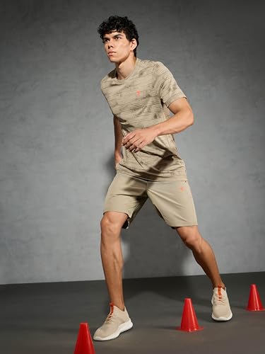 Image of TECHNOSPORT Men Solid Slim Fit Sports Shorts Techno LITE UPF50+ Polyester Mid Rise Drawstring Shorts Pant for Men Gym Workout Running Cricket Casual Quick Dry