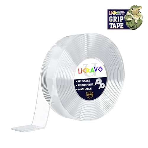 Image of UCRAVO 3PCS Double Sided Tape, Heavy Duty Self Adhesive Tape, Two Side Sticky Pads Strong Wall Adhesive Strips No Marks Reusable Removable Clear Tape for Picture Hanging, Carpet Glue 2mm Thick, 3mtrs