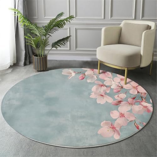 Tapis fleurs de cerisier pour chambre cocooning et sol doux lavable - 3