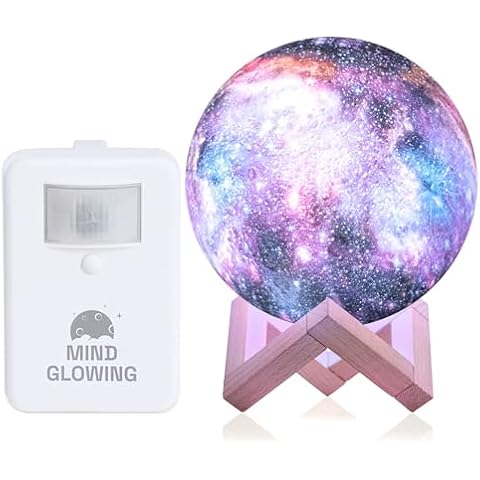 Mind-Glowing Girly Potty Comfort Set: Toilet Light with Motion Sensor, 16 Colors, Dimmer & Galaxy Moon Lamp (4.7 inch) Cover