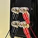 2 Pairs Connectors Adapters Crimp Barrier Spades, 0ga Gauge Strip Spade Connectors Plugs Crimp Barrier Spades Strip Terminal Spade Fork Adapters for Speaker Wire Cable Terminal Plug, Red Black