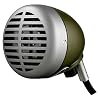 Shure 520dx “Green Bullet” dynamische microfoon voor blues-harmonica-spelers, omnidirectioneel pick-up patroon, volumeregeldknop, bevestigde kabel met 1/4-inch stekker