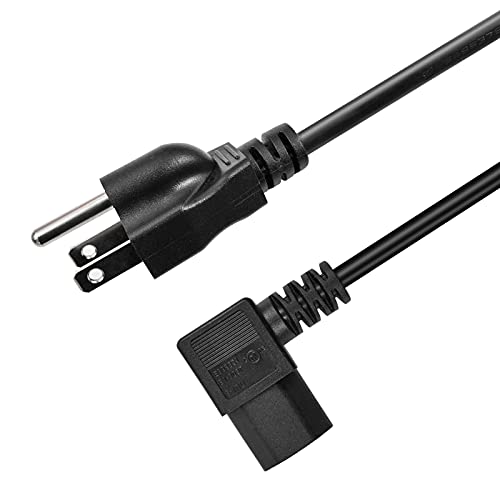 3 Prong Left Angle Power Cable 3ft Heavy Duty AC Cables forC13 Angle Type Cable 90 Degree Power Cable PC Monitor TV 3 Pin Connector Universal Power Cord Computer Left Angle Power Cord 18 AWG