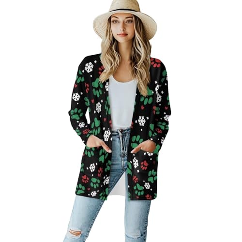 Women's Long Sleeve Open Front Cardigan Casual Lightweight Cardigans with Pockets Trendy Plus Size Cardigan for Women S-2XL