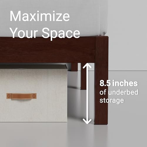 Image of LIFEMENT Classic Wood Platform Bed Frame with Headboard, Essential, Noise Free, Under Bed Storage, No Box Spring Needed, Easy Assembly (Walnut, Queen (U.S. Standard))